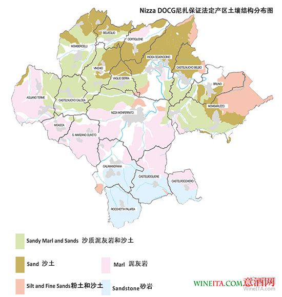 Barbera巴贝拉转型高品质葡萄酒 Nizza DOCG尼扎保证法定产区发布葡萄园CRU地图